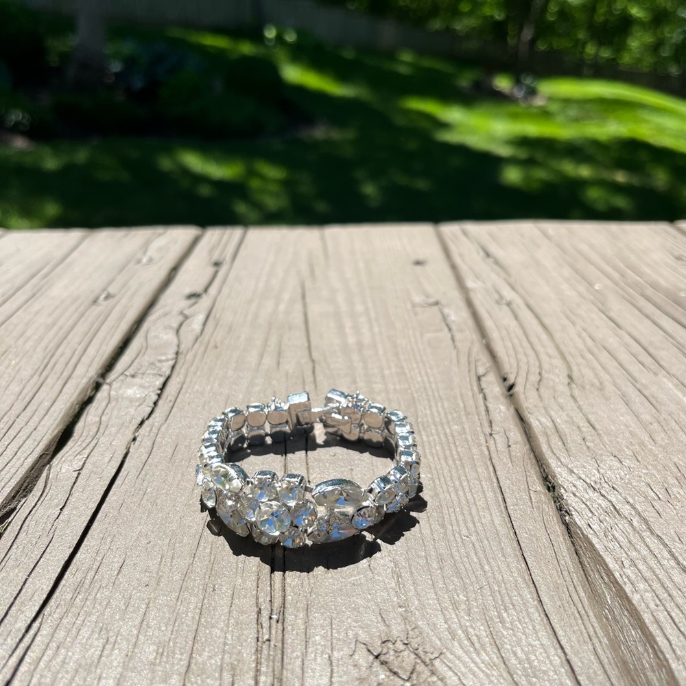 VINTAGE EISENBERG SILVER ICE CRYSTAL RHINESTONE BRACELET - Picture 5 of 8